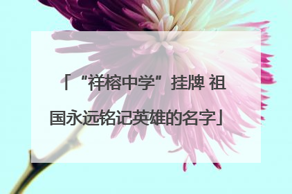 “祥榕中学”挂牌 祖国永远铭记英雄的名字