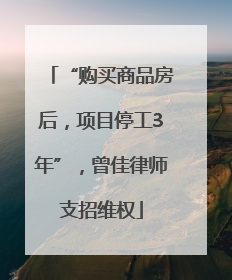 “购买商品房后，项目停工3年”，曾佳律师支招维权