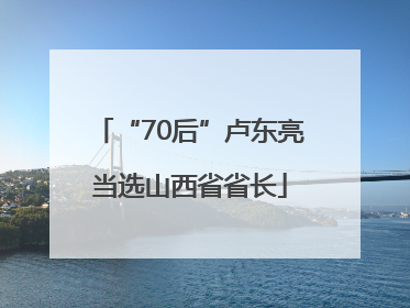 “70后”卢东亮当选山西省省长