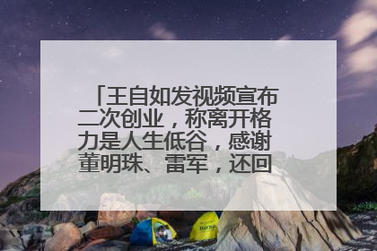 王自如发视频宣布二次创业，称离开格力是人生低谷，感谢董明珠、雷军，还回应了“工资条”：清楚自己要什么……