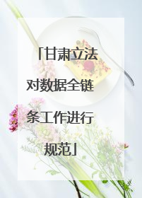 甘肃立法对数据全链条工作进行规范