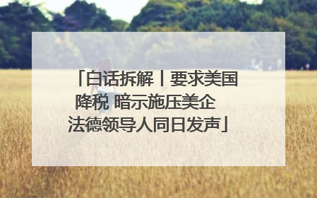 白话拆解丨要求美国降税 暗示施压美企 法德领导人同日发声