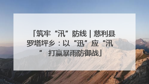 筑牢“汛”防线｜慈利县罗塔坪乡：以“迅”应“汛” 打赢暴雨防御战