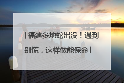 福建多地蛇出没！遇到别慌，这样做能保命