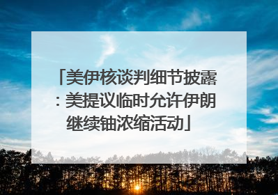 美伊核谈判细节披露：美提议临时允许伊朗继续铀浓缩活动
