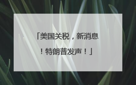 美国关税，新消息！特朗普发声！