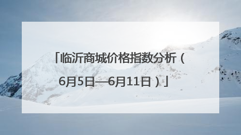 临沂商城价格指数分析（6月5日—6月11日）