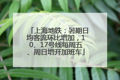 上海地铁：暑期日均客流环比增加，10、17号线每周五、周日增开加班车