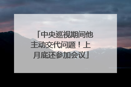 中央巡视期间他主动交代问题！上月底还参加会议