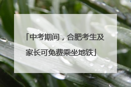 中考期间，合肥考生及家长可免费乘坐地铁