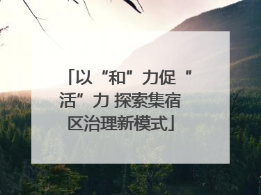 以“和”力促“活”力 探索集宿区治理新模式