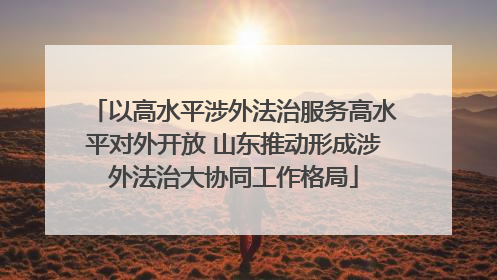 以高水平涉外法治服务高水平对外开放 山东推动形成涉外法治大协同工作格局