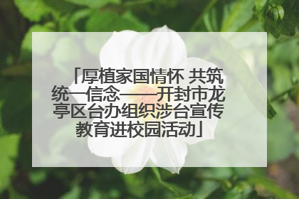 厚植家国情怀 共筑统一信念——开封市龙亭区台办组织涉台宣传教育进校园活动