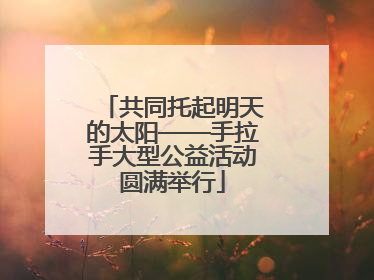 共同托起明天的太阳——手拉手大型公益活动圆满举行