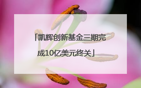 凯辉创新基金三期完成10亿美元终关