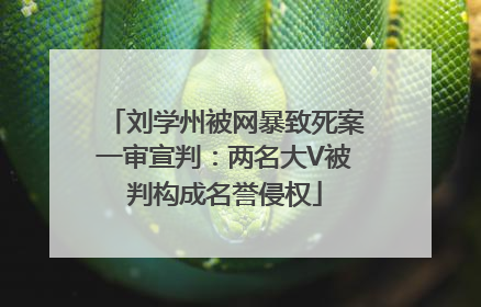 刘学州被网暴致死案一审宣判：两名大V被判构成名誉侵权