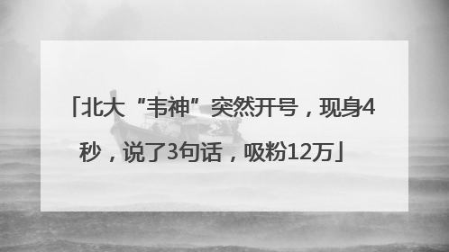 北大“韦神”突然开号，现身4秒，说了3句话，吸粉12万