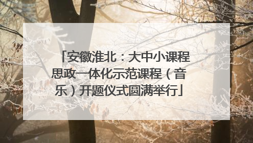 安徽淮北：大中小课程思政一体化示范课程（音乐）开题仪式圆满举行
