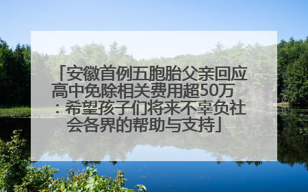 安徽首例五胞胎父亲回应高中免除相关费用超50万：希望孩子们将来不辜负社会各界的帮助与支持