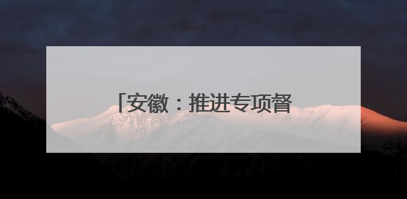 安徽：推进专项督察向深向实开展