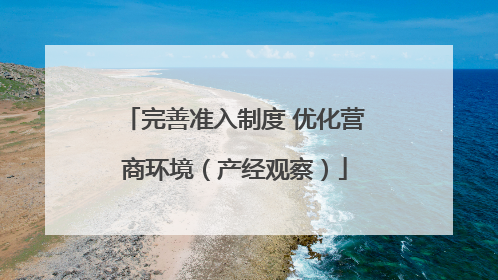 完善准入制度 优化营商环境（产经观察）