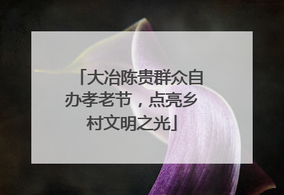 大冶陈贵群众自办孝老节，点亮乡村文明之光