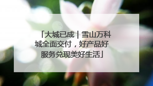大城已成｜雪山万科城全面交付，好产品好服务兑现美好生活