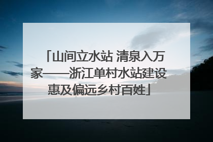 山间立水站 清泉入万家——浙江单村水站建设惠及偏远乡村百姓