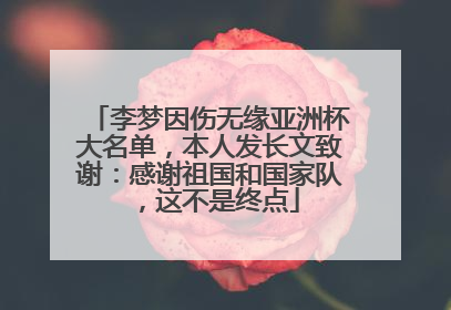 李梦因伤无缘亚洲杯大名单，本人发长文致谢：感谢祖国和国家队，这不是终点