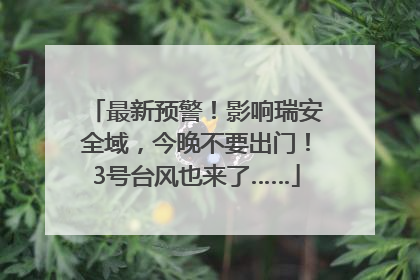 最新预警！影响瑞安全域，今晚不要出门！3号台风也来了……