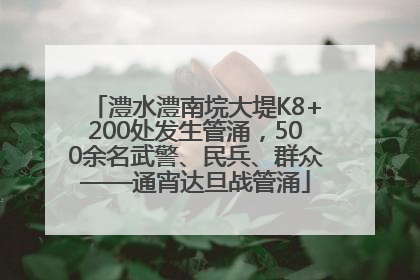 澧水澧南垸大堤K8+200处发生管涌，500余名武警、民兵、群众——通宵达旦战管涌