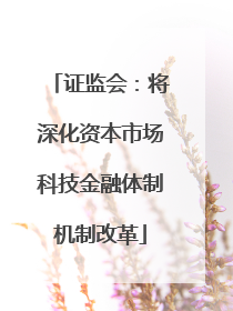 证监会：将深化资本市场科技金融体制机制改革