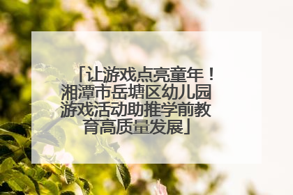让游戏点亮童年！湘潭市岳塘区幼儿园游戏活动助推学前教育高质量发展