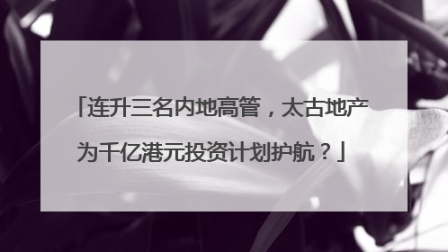 连升三名内地高管，太古地产为千亿港元投资计划护航？