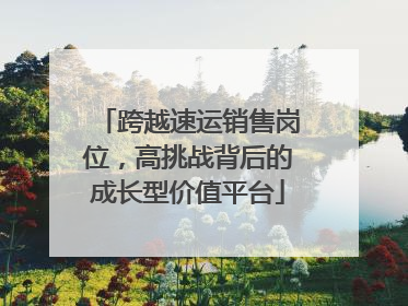 跨越速运销售岗位，高挑战背后的成长型价值平台
