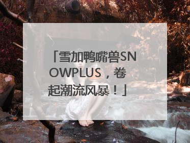 雪加鸭嘴兽SNOWPLUS，卷起潮流风暴！