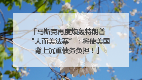 马斯克再度炮轰特朗普 “大而美法案”：将使美国背上沉重债务负担！