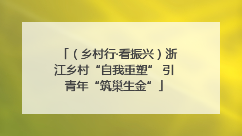 （乡村行·看振兴）浙江乡村“自我重塑” 引青年“筑巢生金”