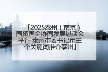 2025泰州（南京）国资国企协同发展恳谈会举行 泰州市委书记用三个关键词推介泰州