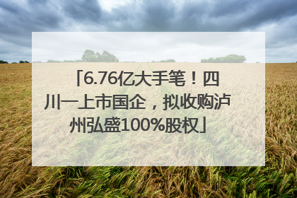 6.76亿大手笔！四川一上市国企，拟收购泸州弘盛100%股权