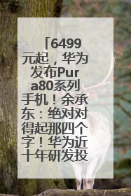 6499元起，华为发布Pura80系列手机！余承东：绝对对得起那四个字！华为近十年研发投入12490亿元
