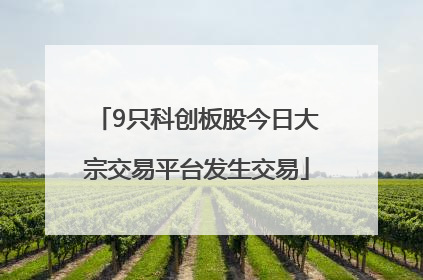9只科创板股今日大宗交易平台发生交易
